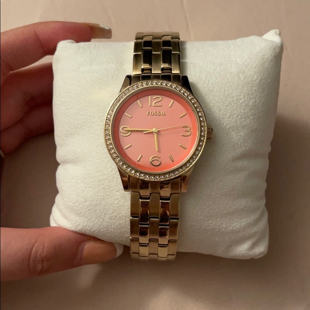 Peach and Gold Fosssil Watch